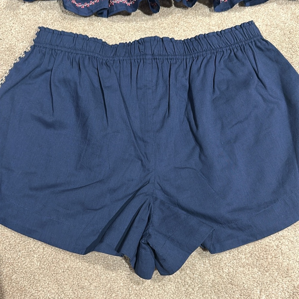 Navy Ruffled Top and Shorts Set - Picture 10 of 11